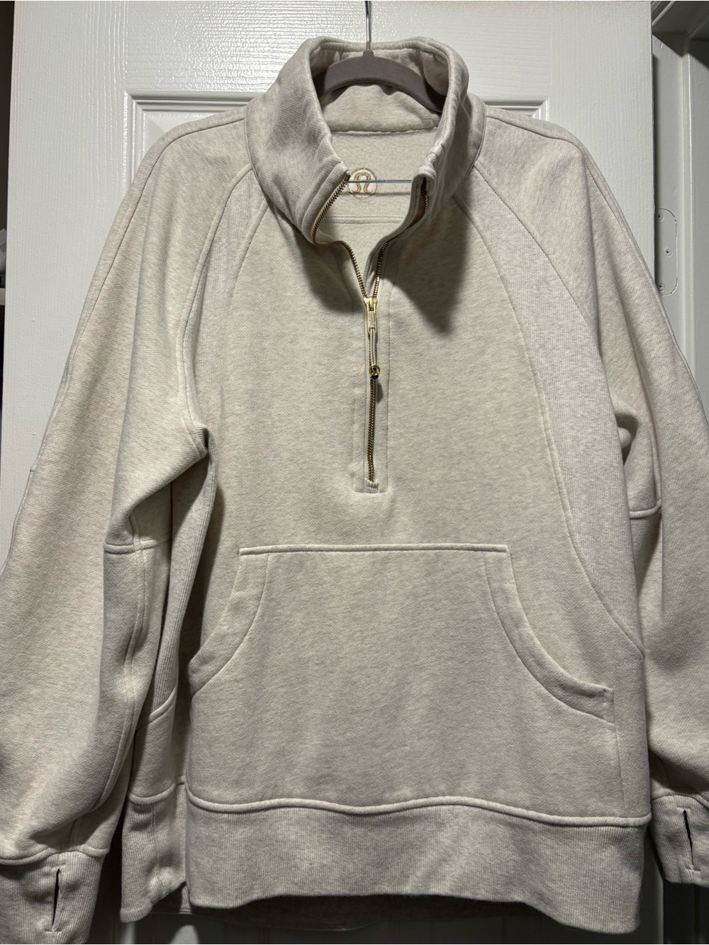 Women’s Lululemon Half-Zip Pullover Sweatshirt in Light Beige/oatmeal size L